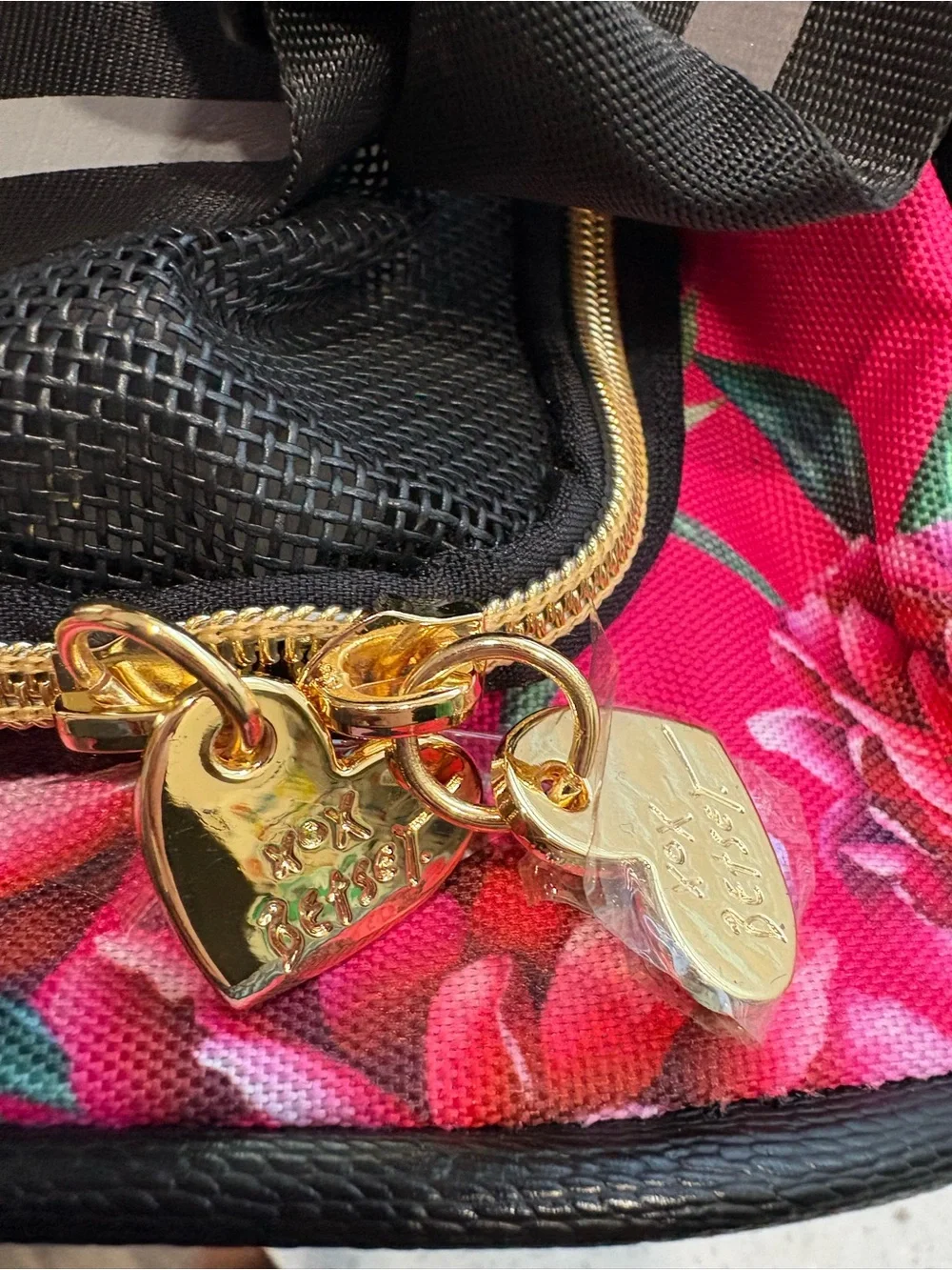 NWOT Betsey Johnson Pet Carrier Pink Floral Travel Shoulder Strap